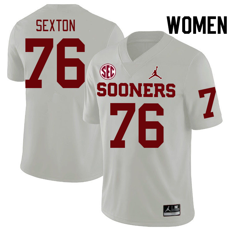 Women #76 Jacob Sexton Oklahoma Sooners 2024 SEC Conference College Football Jerseys-White